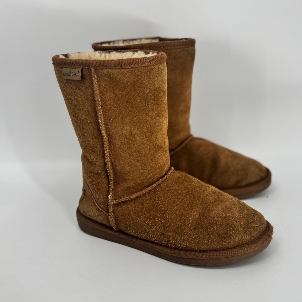 Minnetonka Womens Callahan Suede‎ Mid Calf Boots Tan Size 8
